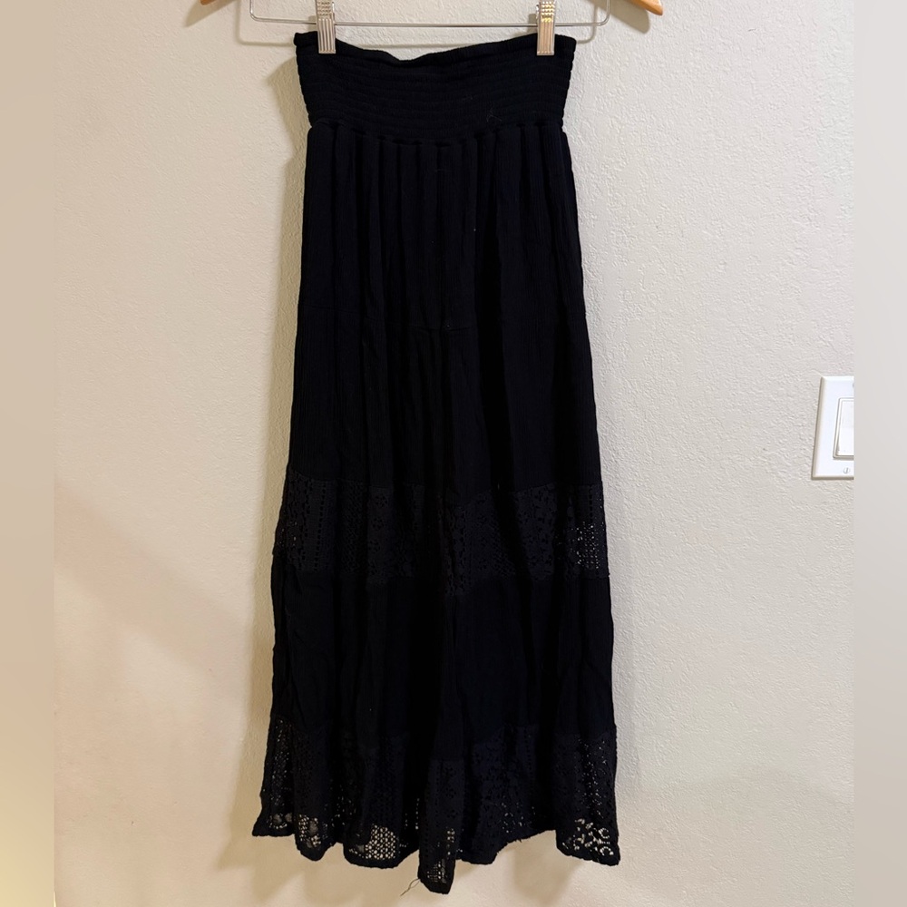 Joe B Black Strapless Lace Panel Maxi Dress Size S